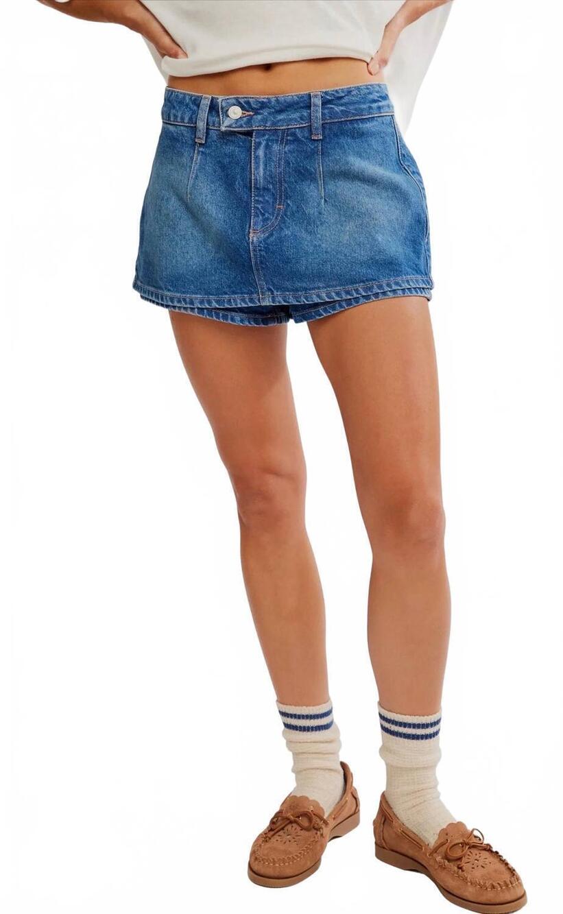 NEW FREE PEOPLE galavanting skort in blue rebel